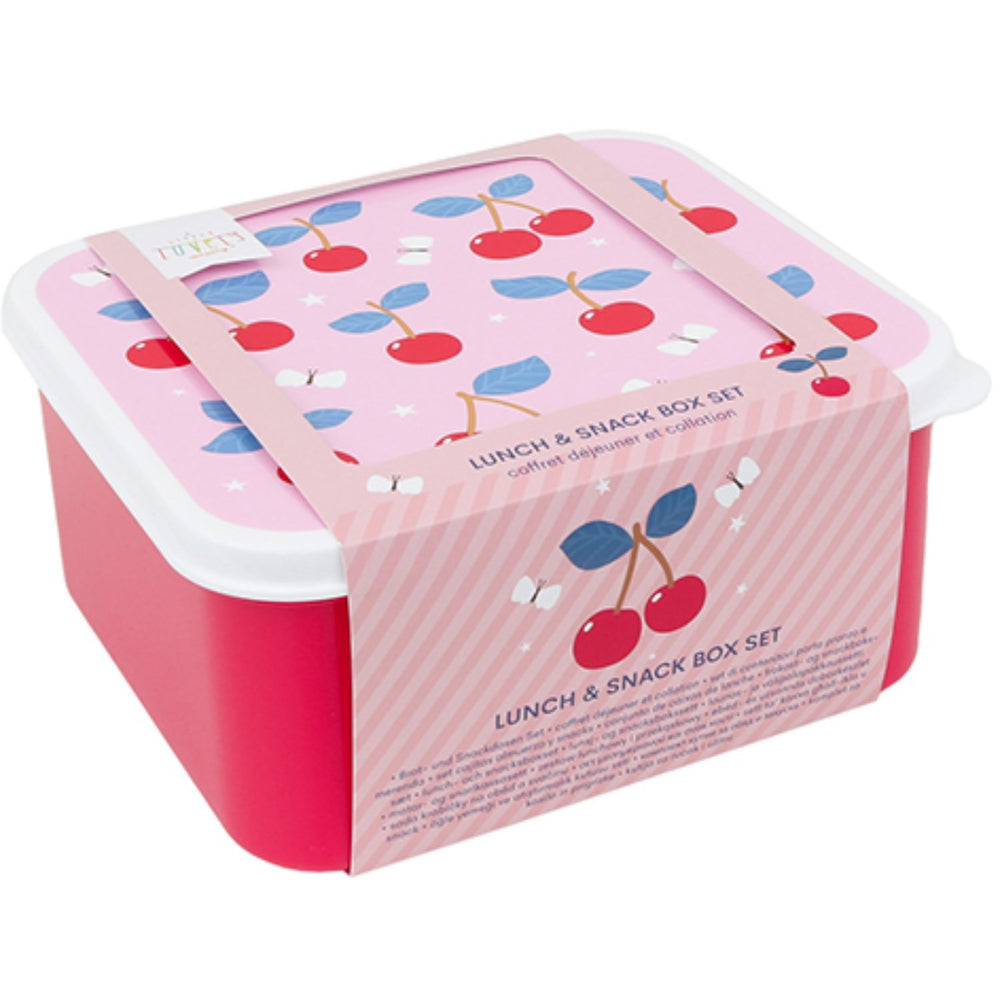 Køb A Little Lovely Company Cherries Lunch & Snack Box Set