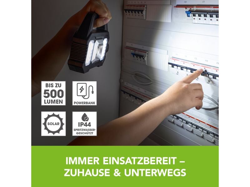 EASYmaxx Arbeitsleuchte Solar-Leuchte 3.7 V Mobile Arbeitsleuchte mit Powerbank