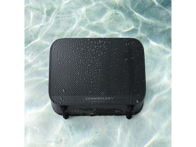 Vonmählen Bluetooth Speaker Air Beats Go Schwarz Kompakter kabelloser Bluetooth-Lautsprecher mit bis zu 10 Stunden Akkulaufzeit
