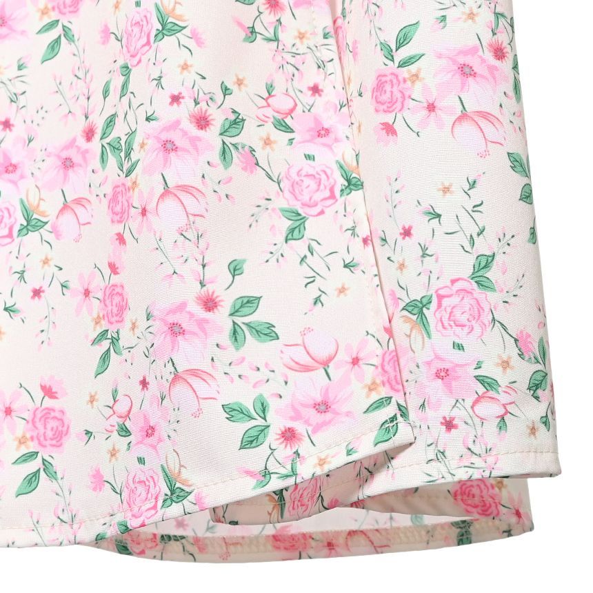 Kobeque - A-lijn jurk met kapmouwen en bloemenprint