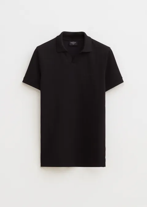 Polo met merk print zwart (ZWART)