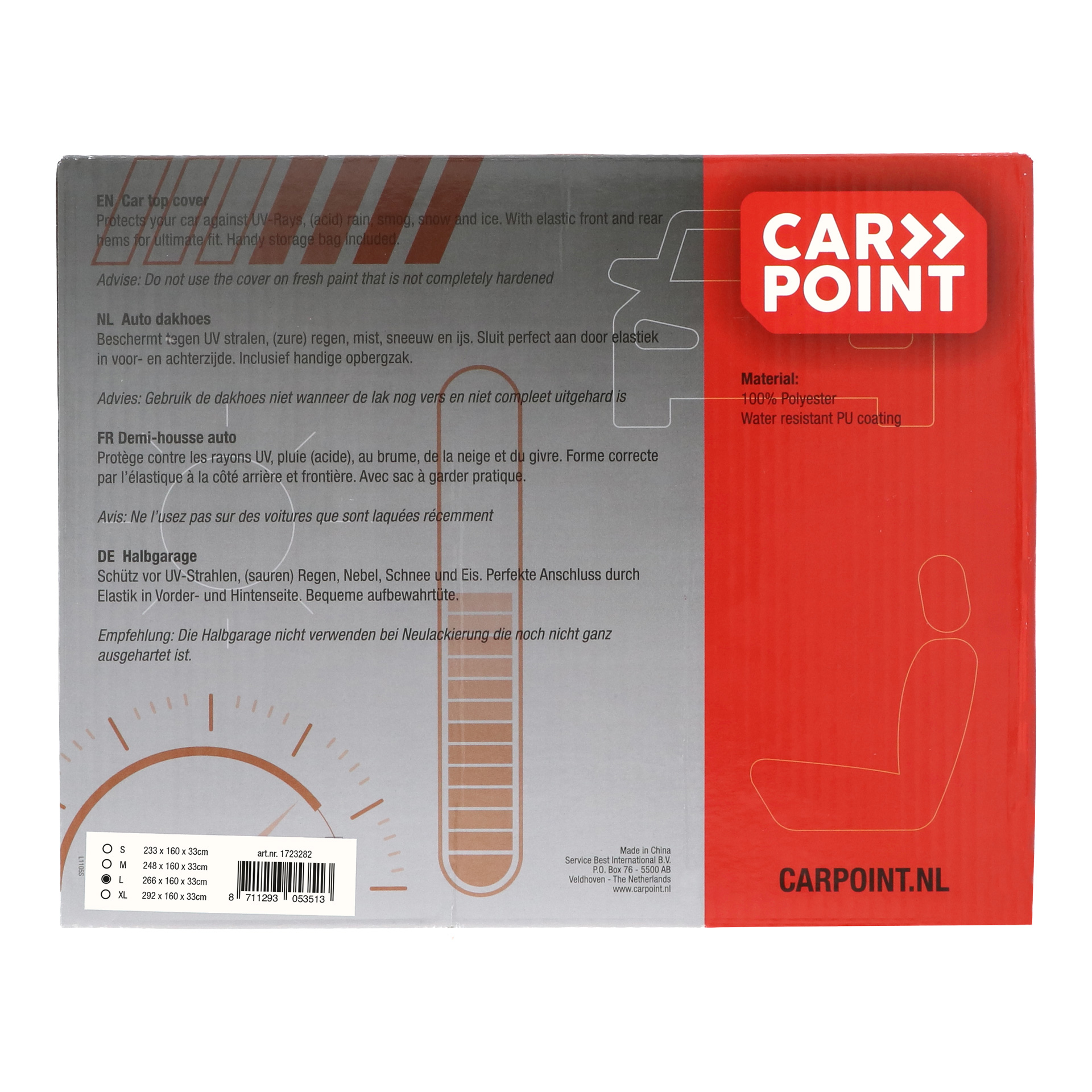 Carpoint Polyester dakhoes L - 266 x 160 x 33 cm