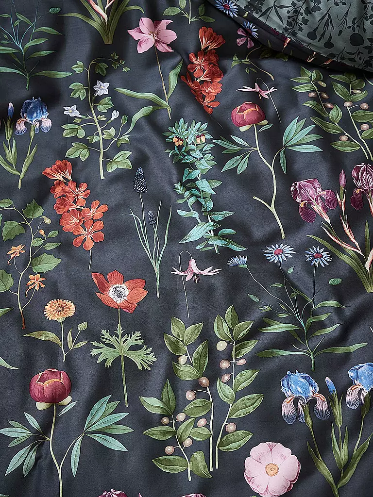ESSENZA Satin-Bettwäsche MARIGOLD 70x90cm/140x200cm Slate Grey  petrol