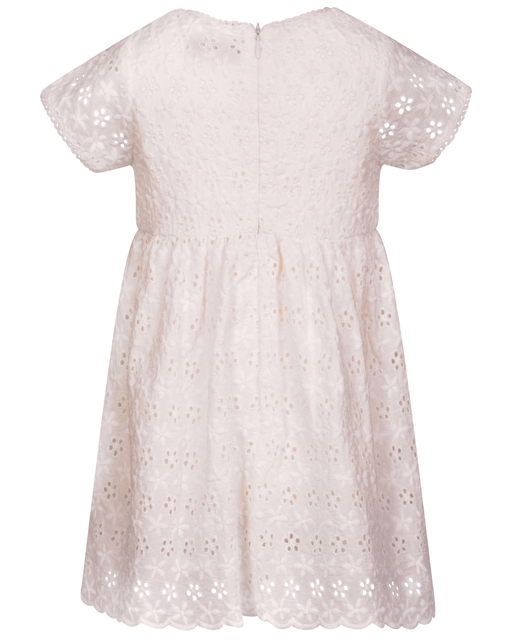 Kurzarmkleid FLOR gestickt in ecru