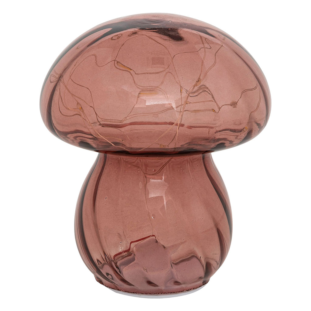 Lampe champignon MALU led verre rose H 15cm