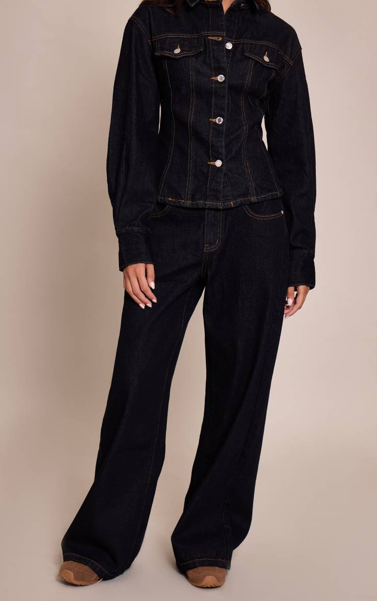Raw Indigo Wash Jean En Denim Taille Mi-haute