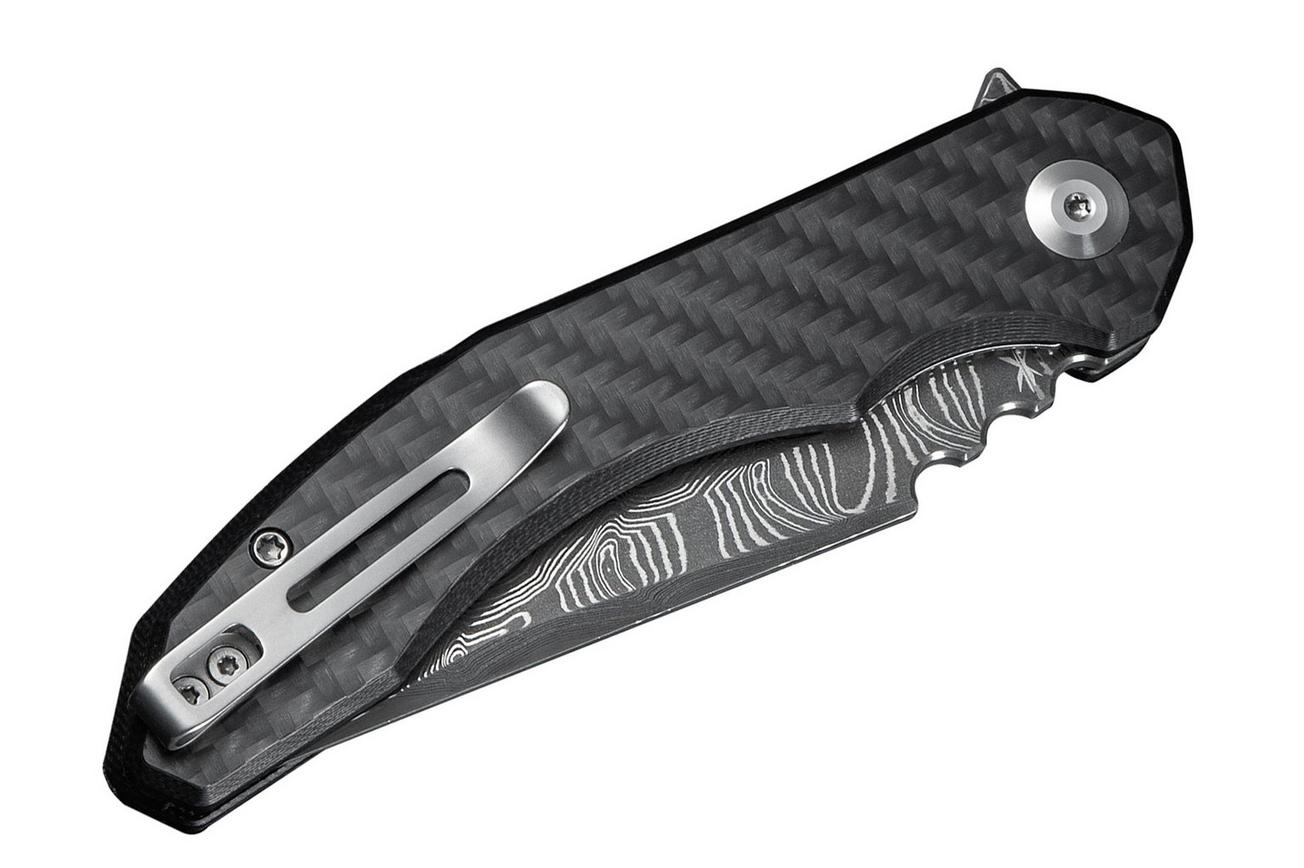 Civivi Bluetick C23050-DS2 Damascus, Carbon Fiber Overlay Black G10, Nested Liner Lock, zakmes, Bryan Montalvo design