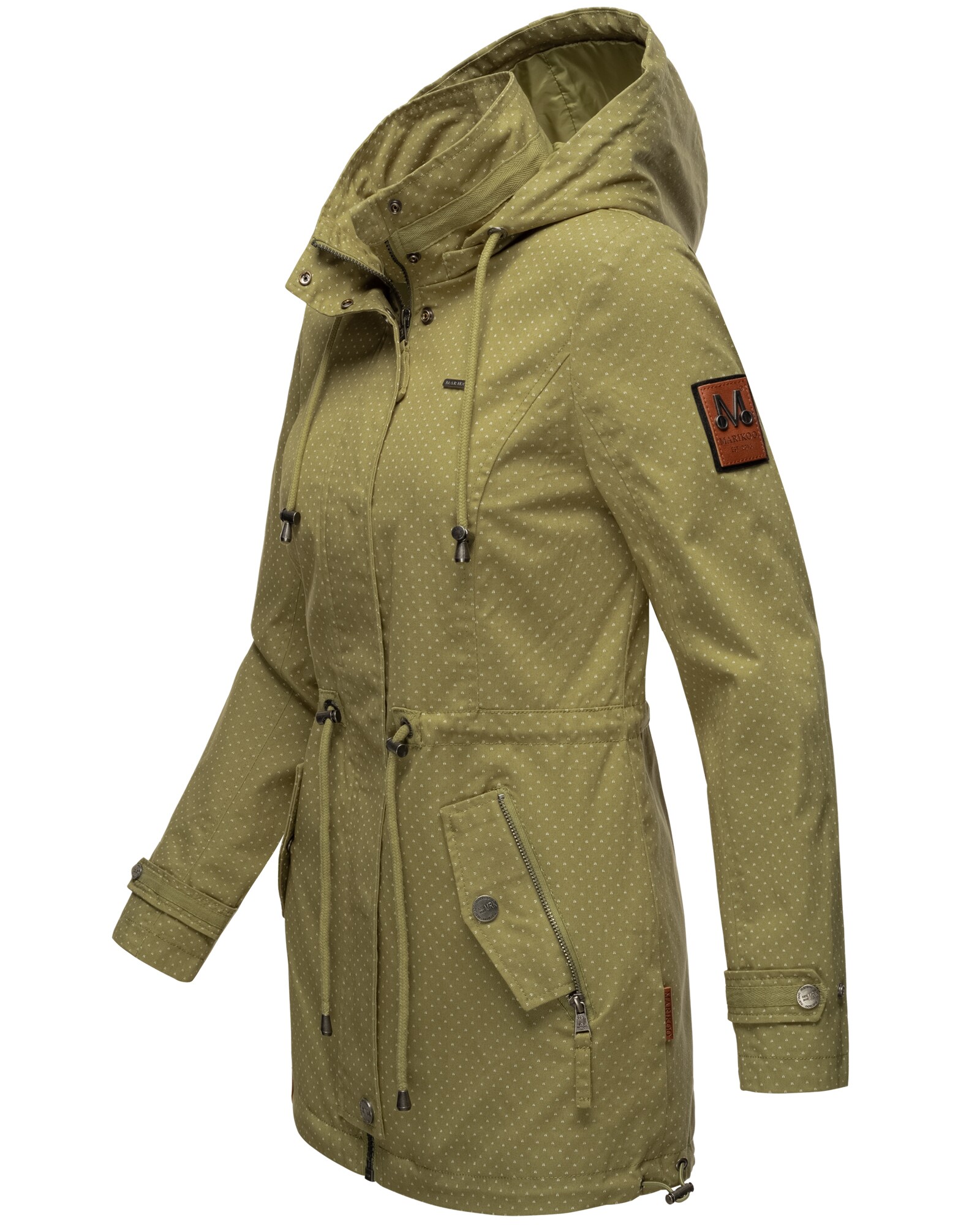 MARIKOO Damen Moderner Outdoorjacke Übergangsparka aus Baumwolle mit Kapuze Nyokoo