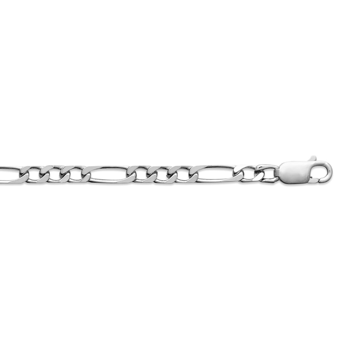 Chaîne Brillaxis maille figaro argent rhodié 55cm