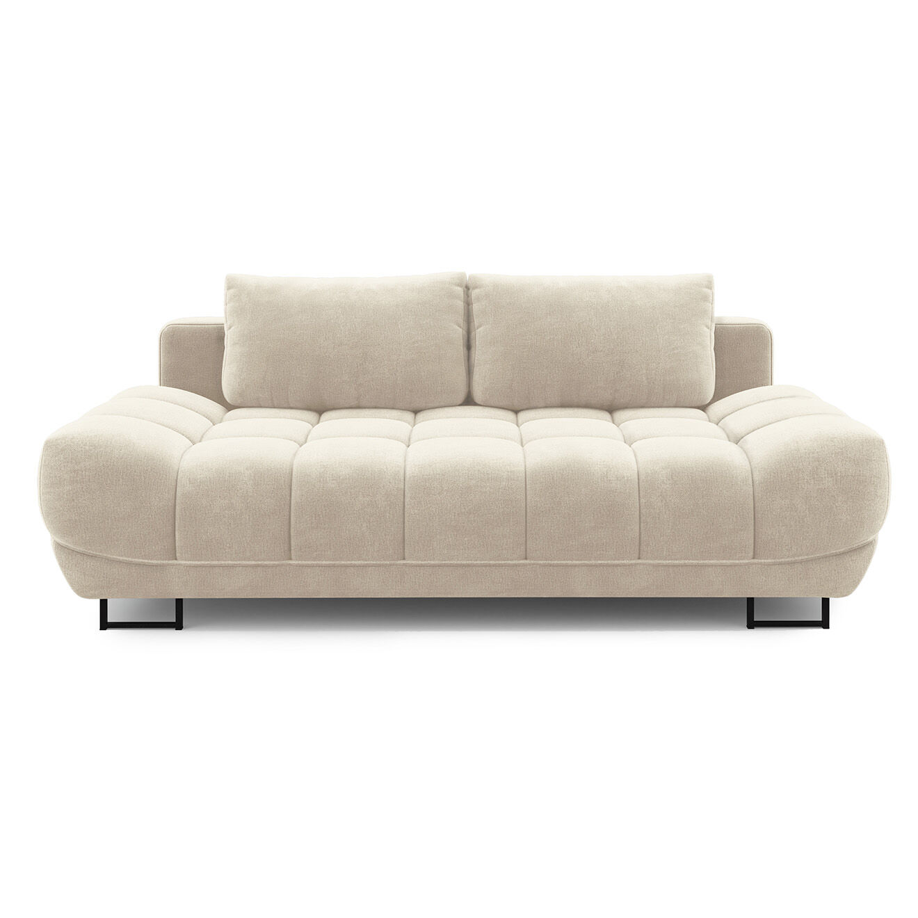 Windsor & Co Canapé Velours convertible avec Coffre de Rangement Cirrus beige - 215x112x90 cm