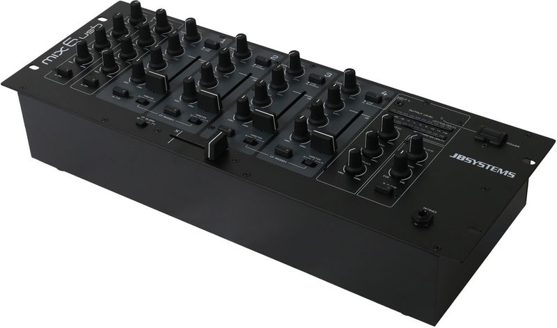 JB Systems - MIX 6 USB - DJ Mixer - Zwart - 8 Ingangen - 4 Kanalen