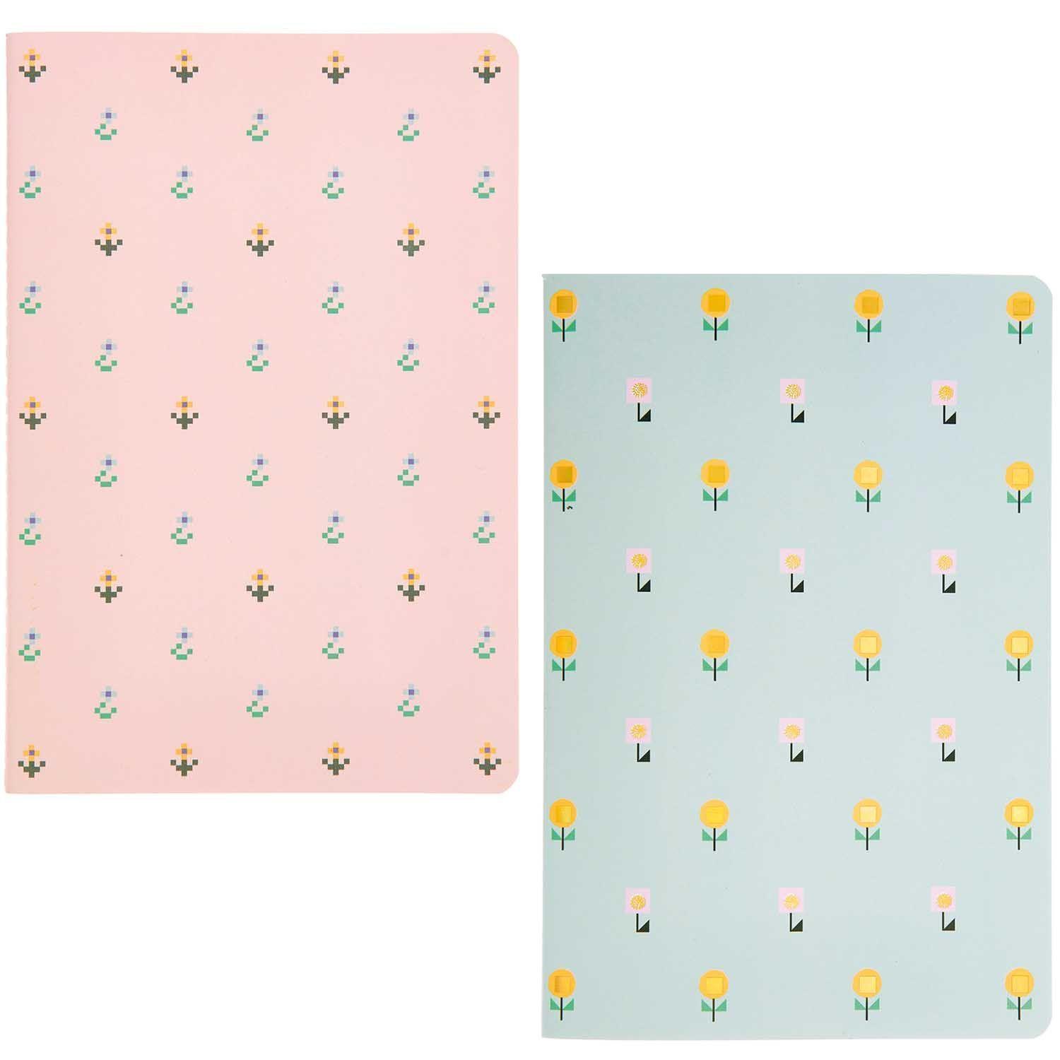 Notizhefte PIXEL / BLUMEN DIN A5 2-teilig