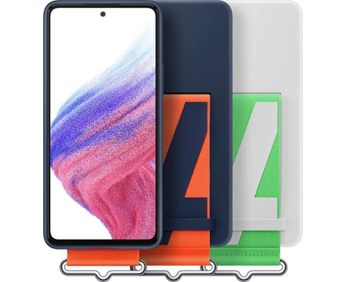 Samsung A53 Silicone Cover with Strap Navy
