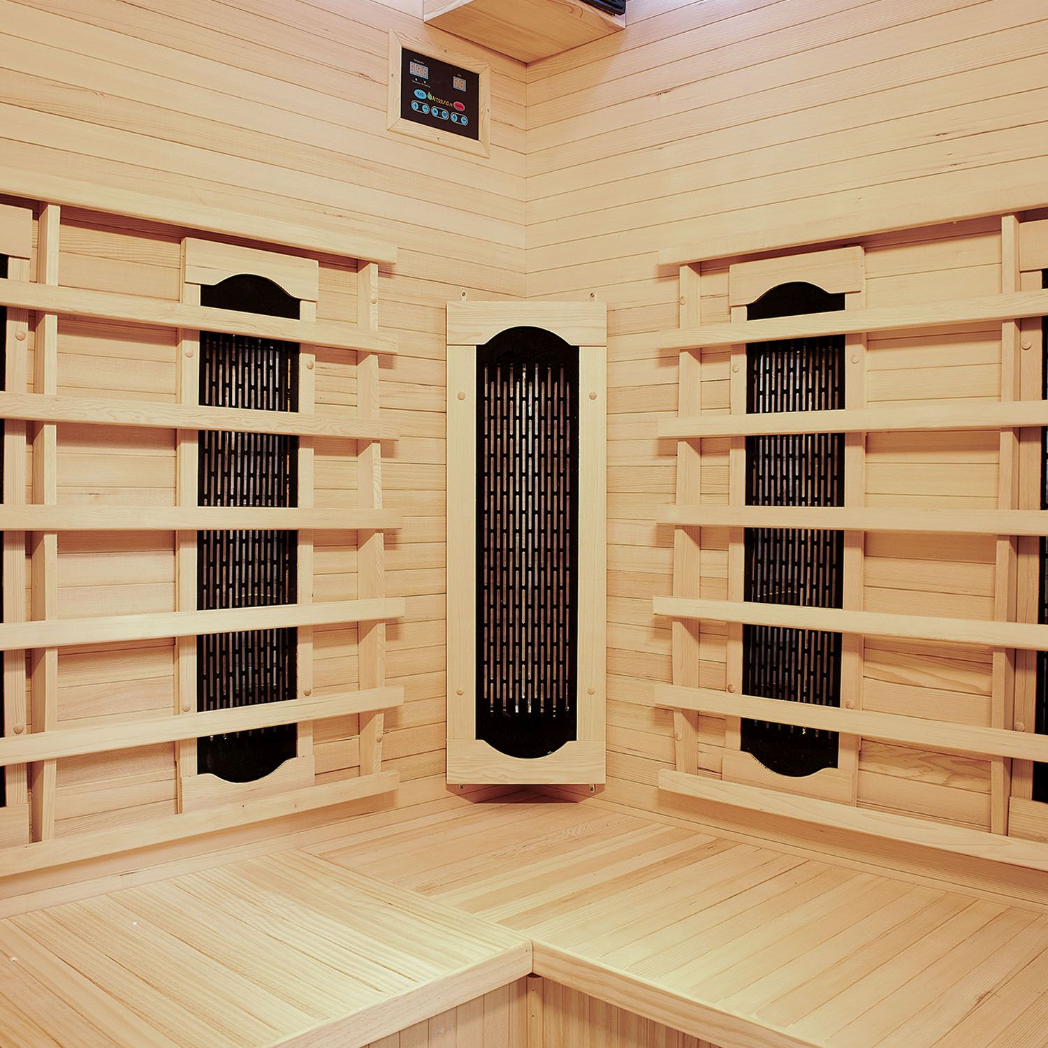 Infrarotkabine Nyborg E150K – Infrarotsauna 4 Personen –LED-Farblicht, 7 Keramik-, 1 Flächenstrahler