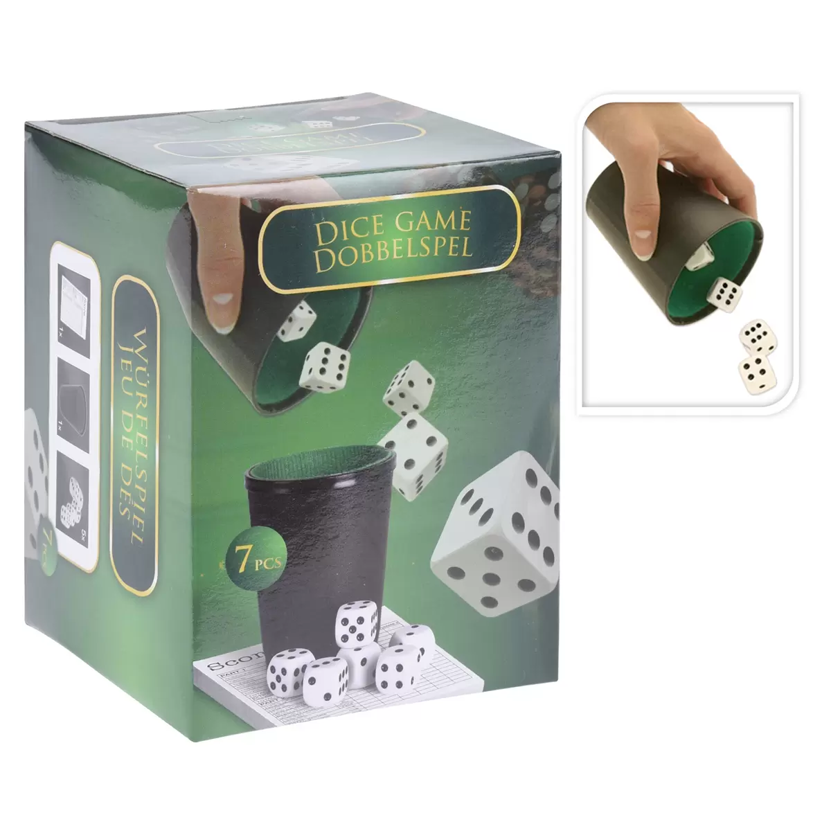 Würfelspiel mit Becher Dice schwarz,weiss