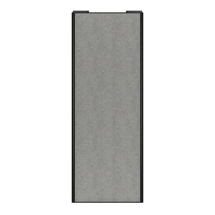 Porte de placard coulissante béton profil noir GoodHome Arius H. 248,5 x L. 92.2 cm + amortisseurs