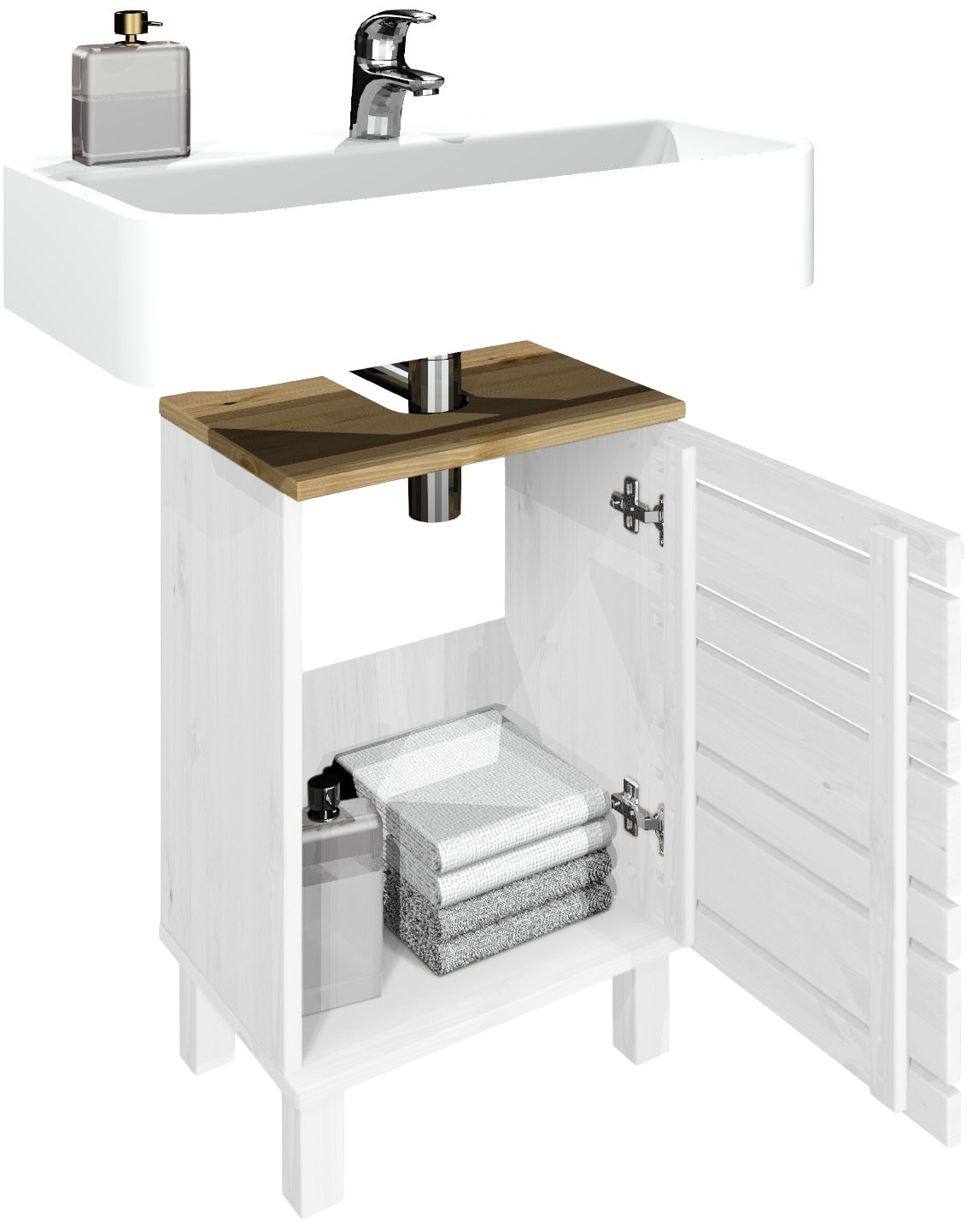 Home affaire Waschbeckenunterschrank »JOSIE« Breite 40 cm, aus Massivholz, Metallgriff, 1 Tür