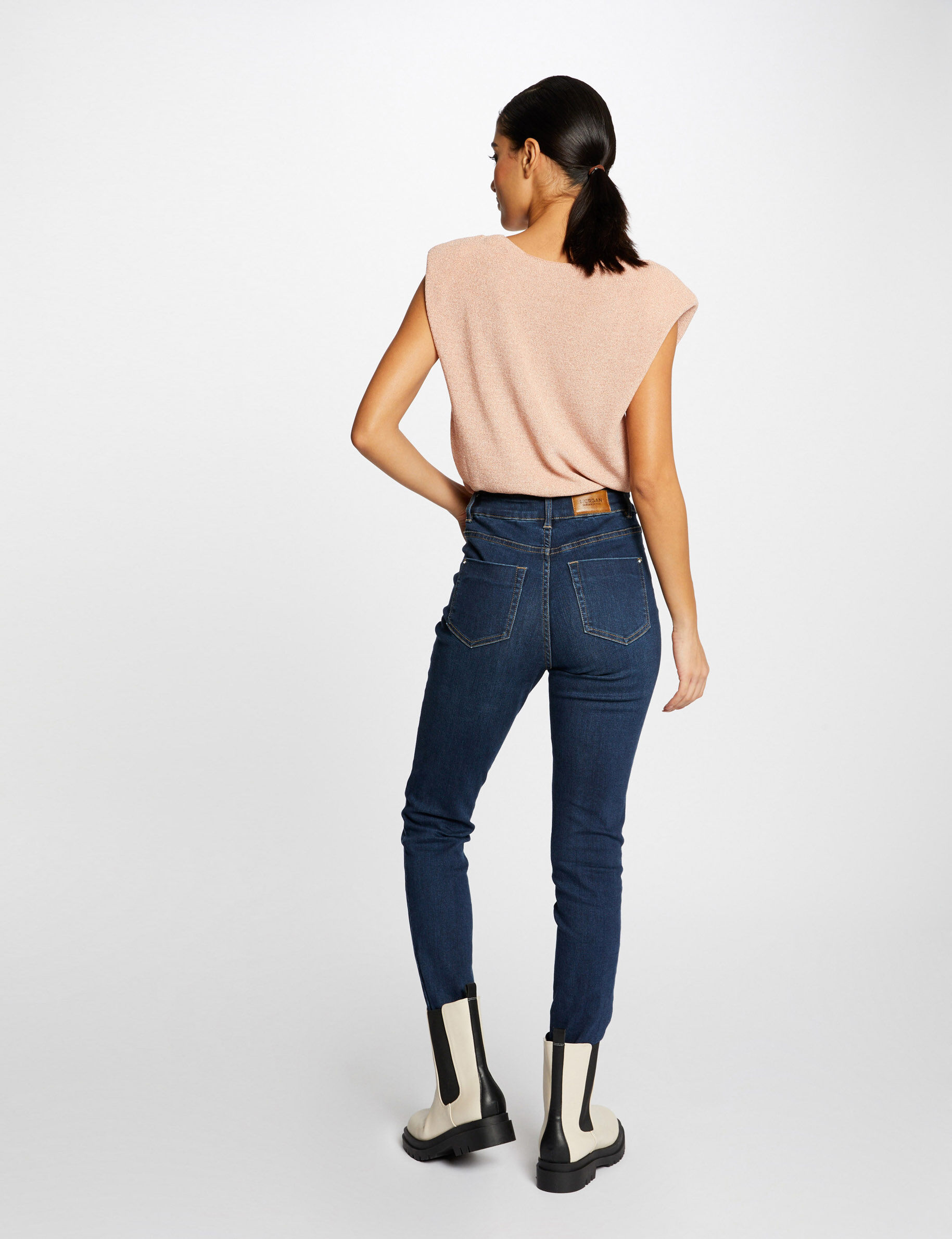 Pull manches courtes à épaulettes vieux rose femme - vieux_rose