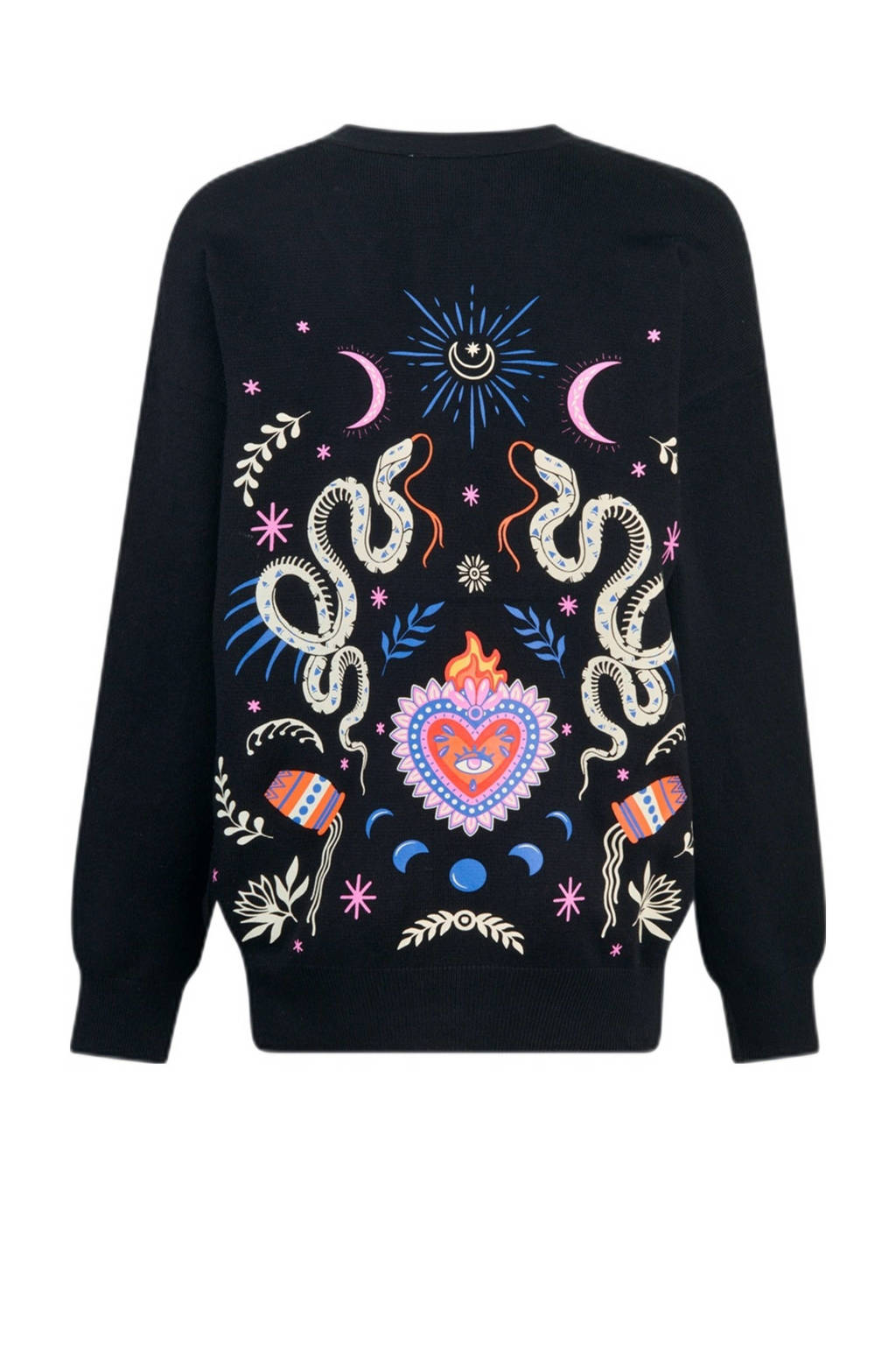 Shoeby vest met printopdruk en borduursels zwart/blauw/roze