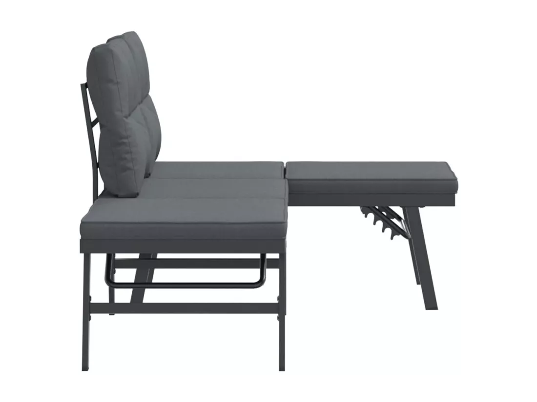 Bancs de jardin avec coussins lot de 2 acier enduit de poudre