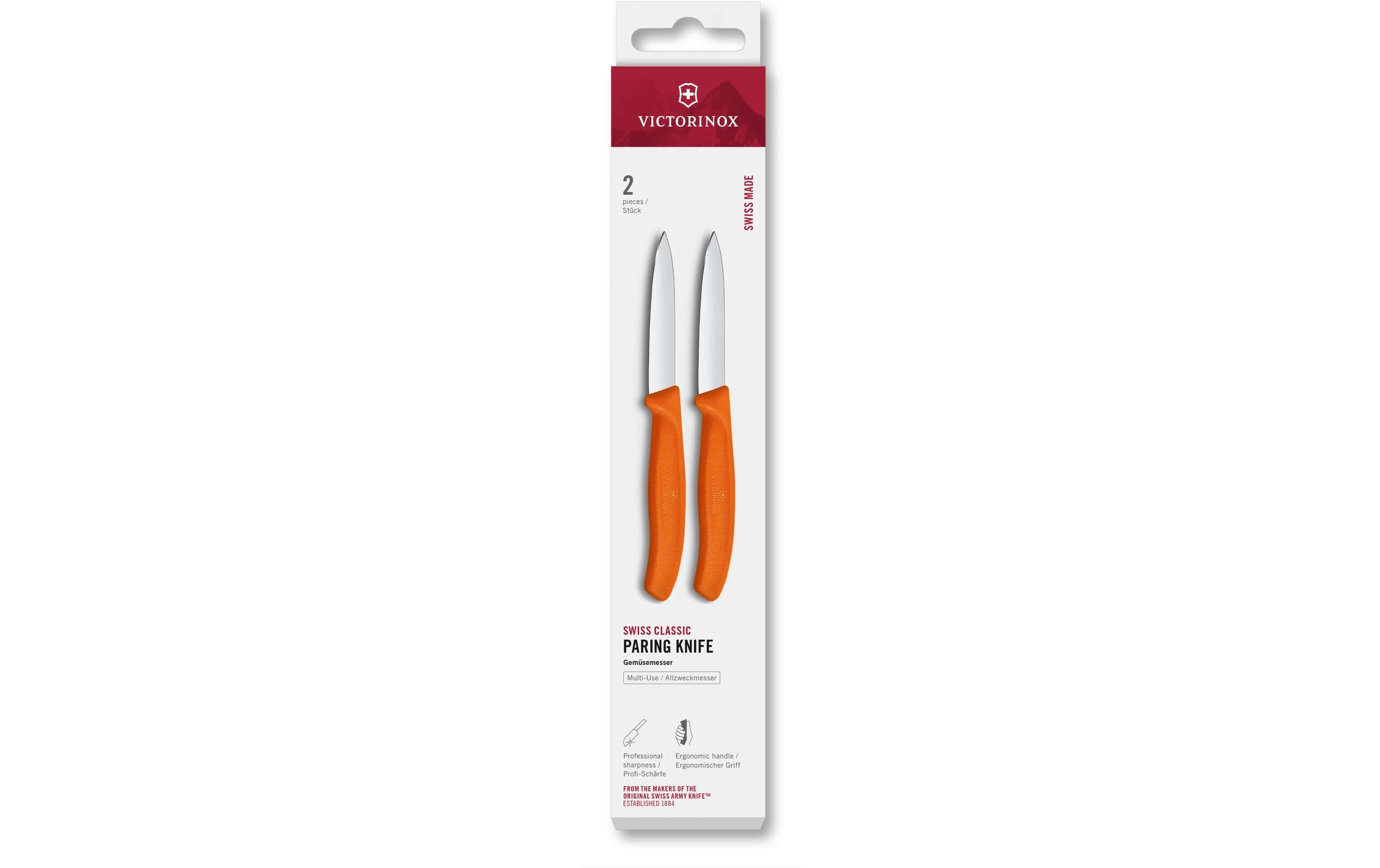 Messer-Set Swiss Classic, 8 cm, Orange, 2 StückPraktisches Gemüsemesser mit gerader Spitze