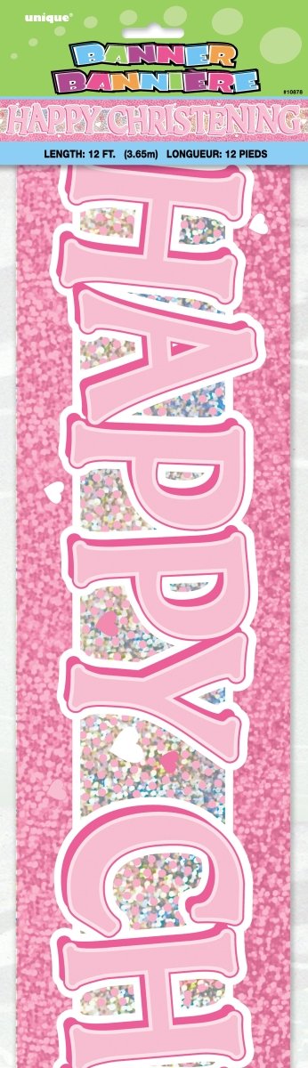 Roze Banner Happy Christening 3,65m