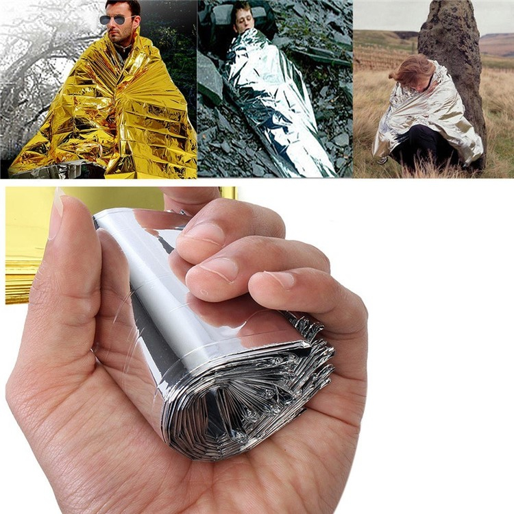 (210x130cm) Notfall Rettungsdecke Survival Erste Hilfe Thermo Decke - Silber