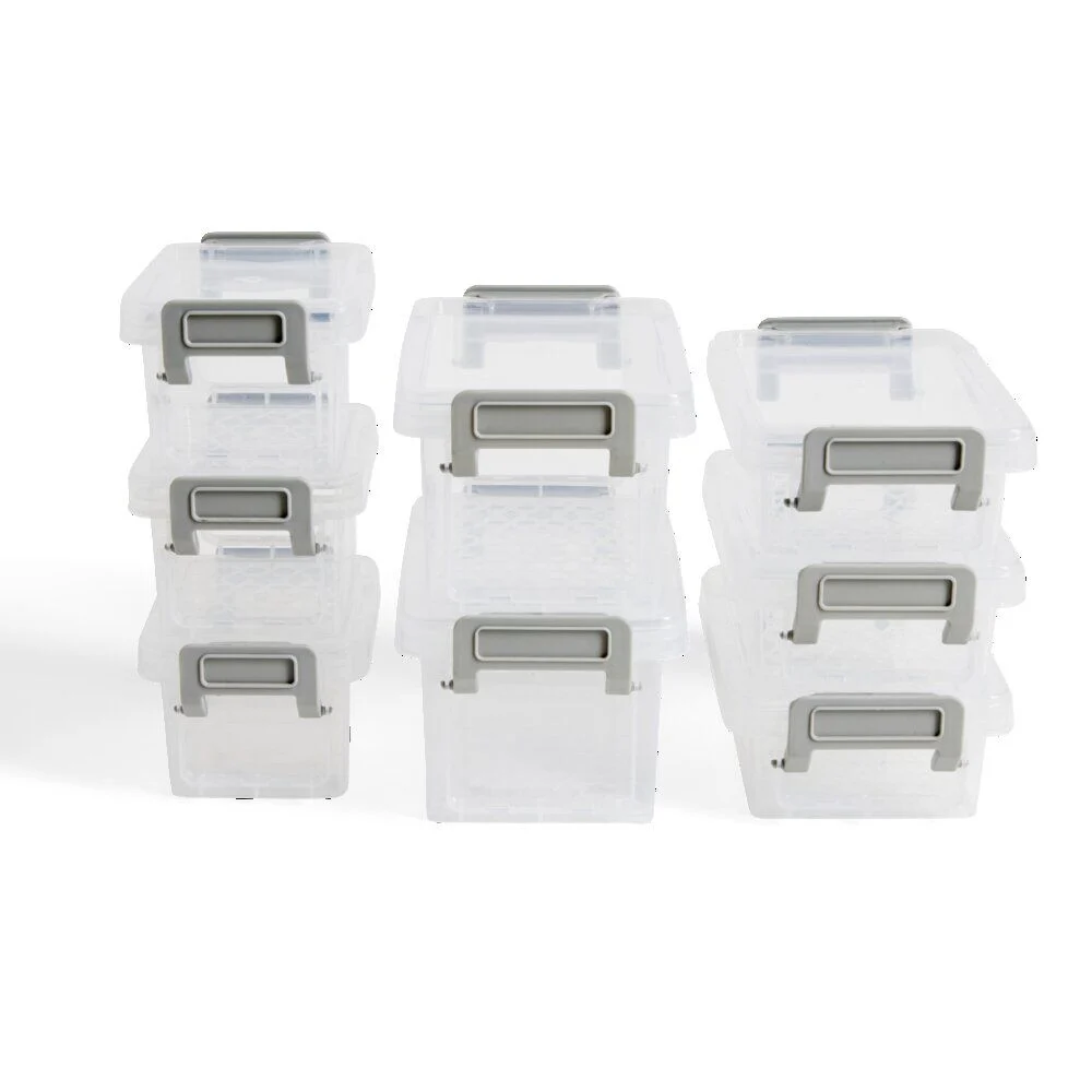 Lot de 8 boîtes de rangement 3 tailles plastique transparent - 2 modèles