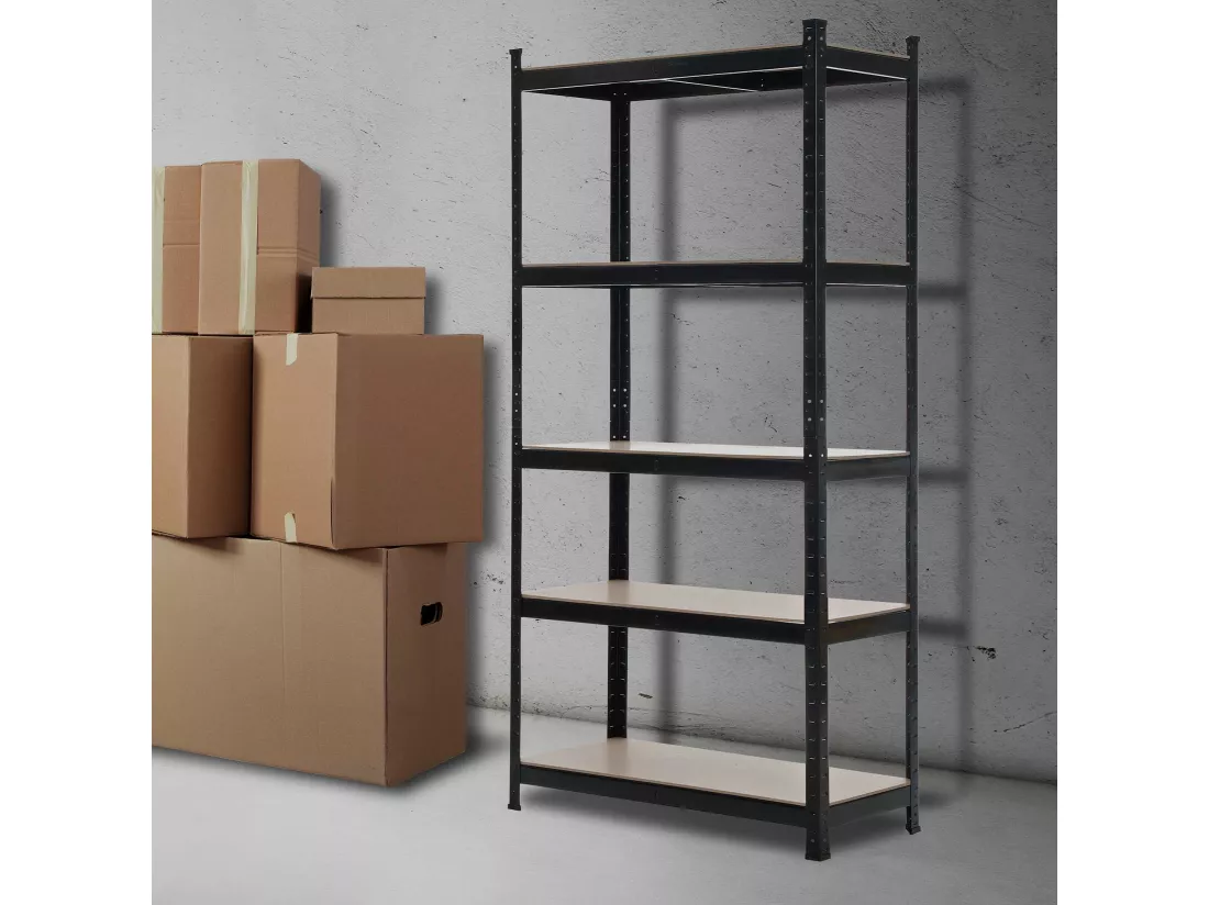 Étagère enfichable - Métal - 90x40x180 cm - Noir -
