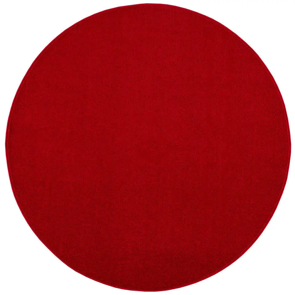 Uni Rond Effen Laagpolig Vloerkleed Modern Rood - 150 CM ROND