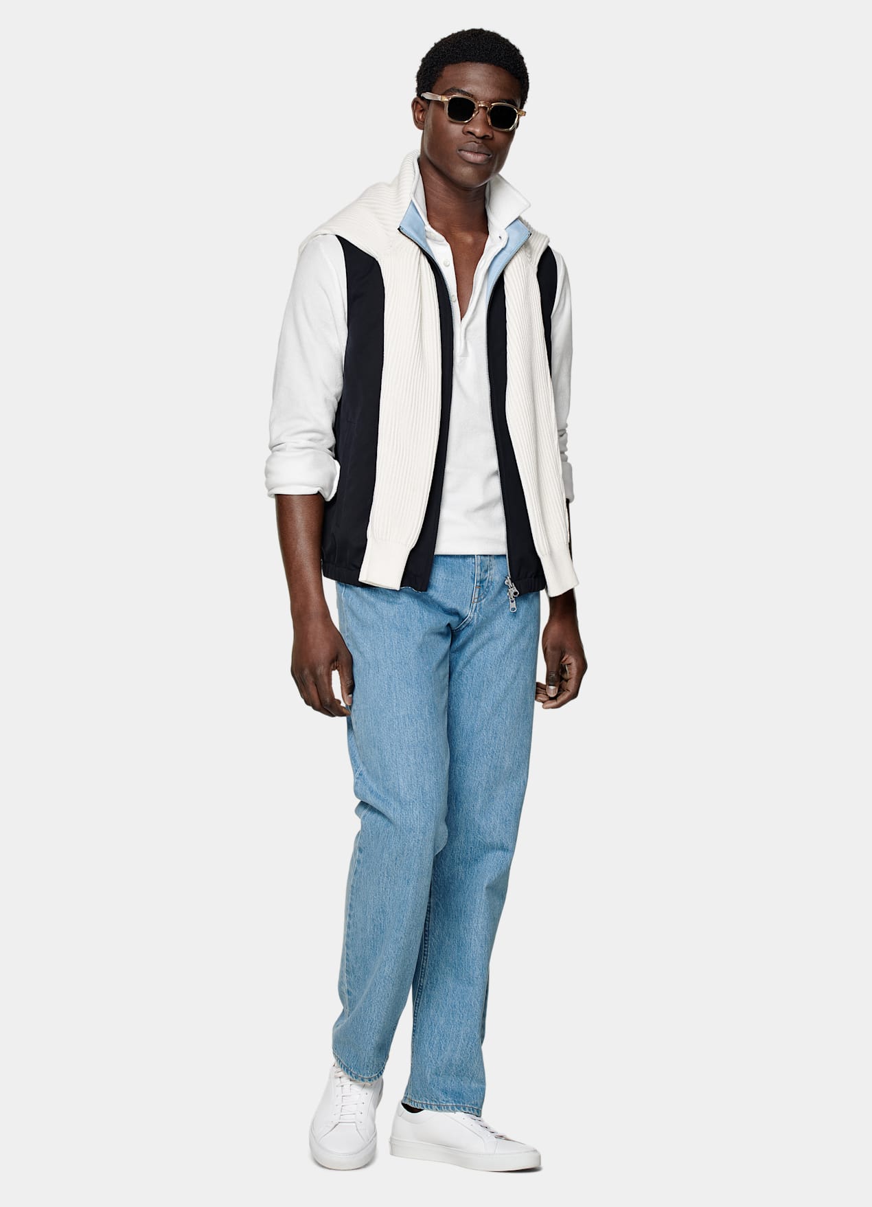 Veste sans manches réversible bleu marine et bleu clair