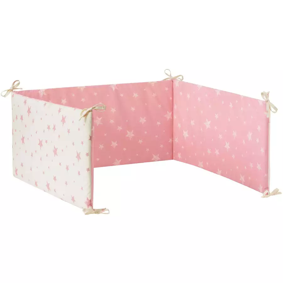 hibboux® Bettgittereinlage Star Crib Bumper White&Rose