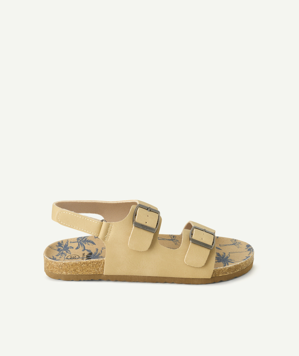sandales ouvertes garçon beige imprimé palmier