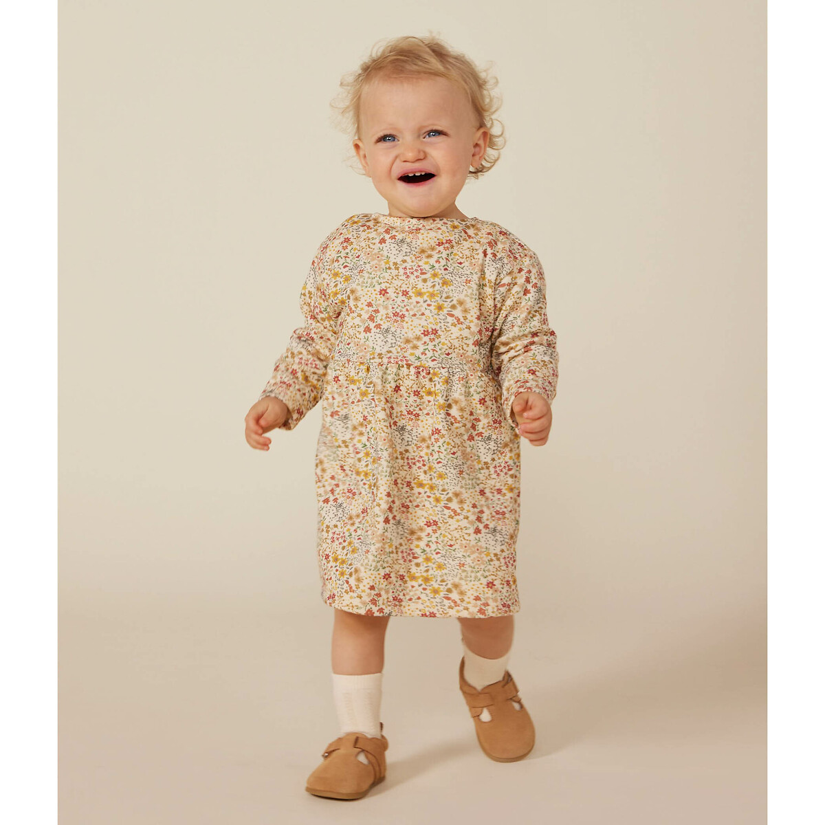 PETIT BATEAU<br>Vestido estampado com mangas compridas
