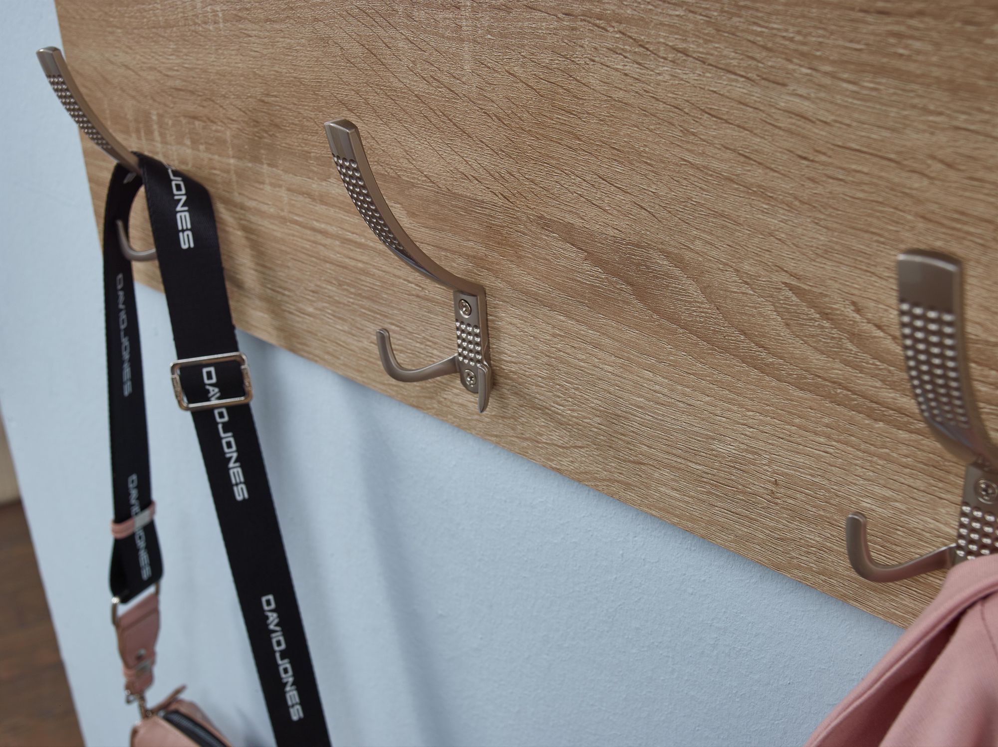 KADIMA DESIGN Wandgarderobe Sonoma Eiche, Doppelhaken, Kleiderstange, 90x60 cm