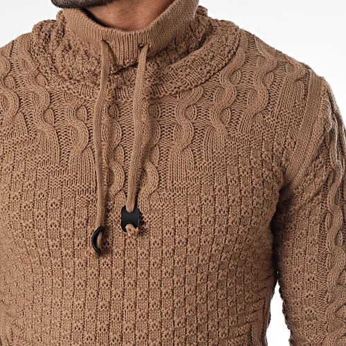 Pull Col Montant Marron