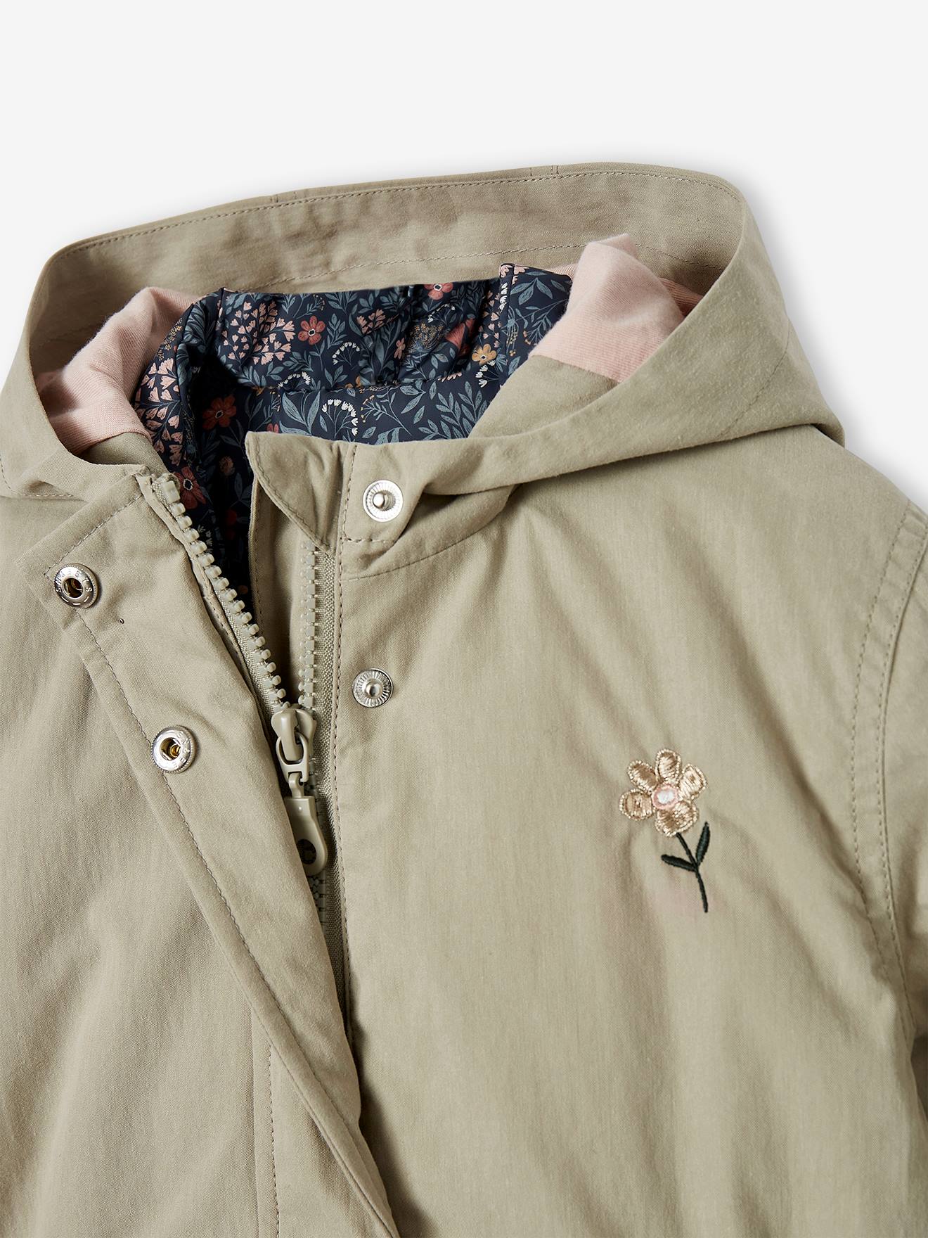 Parka 3 em 1 para meninas, ideal para meia-estação, rosa-maquiagem.