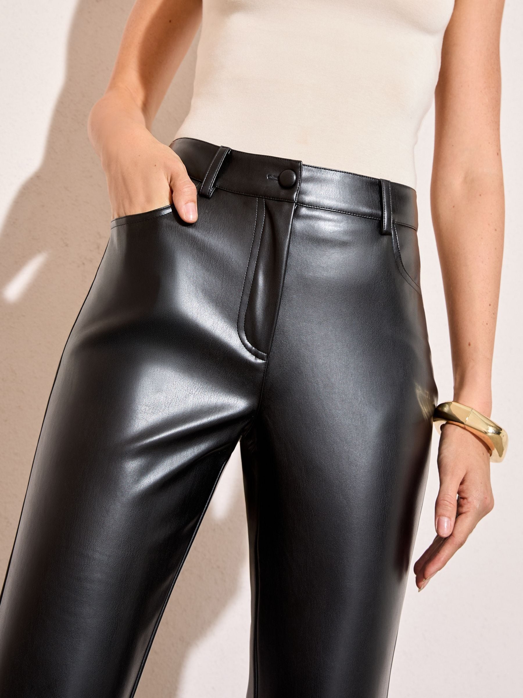 Friends Like These Faux Leather Bootcut Trousers