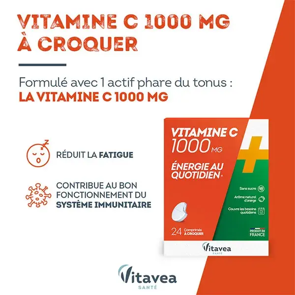 Vitavea Vitamina C 1000mg Energia Diária 24 Comprimidos Mastigáveis
