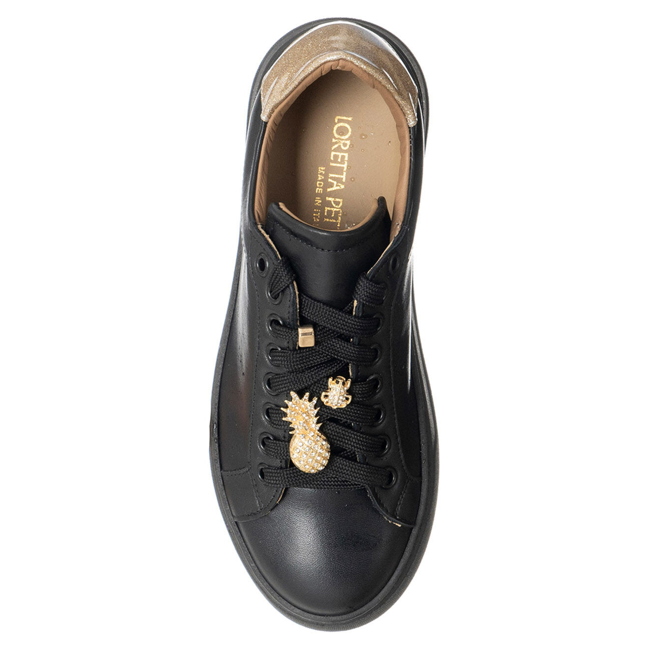Loretta Pettinari Sneakers en Cuir Léna noir/doré