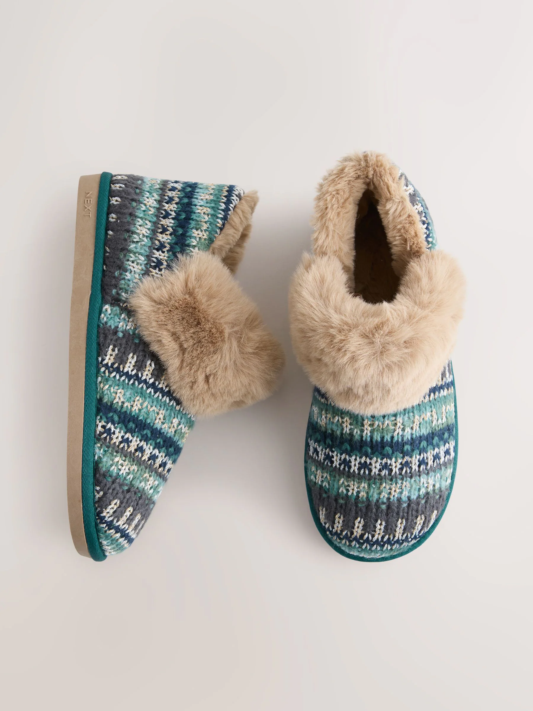 Groen - Faux Fur Knit Shoot Slippers
