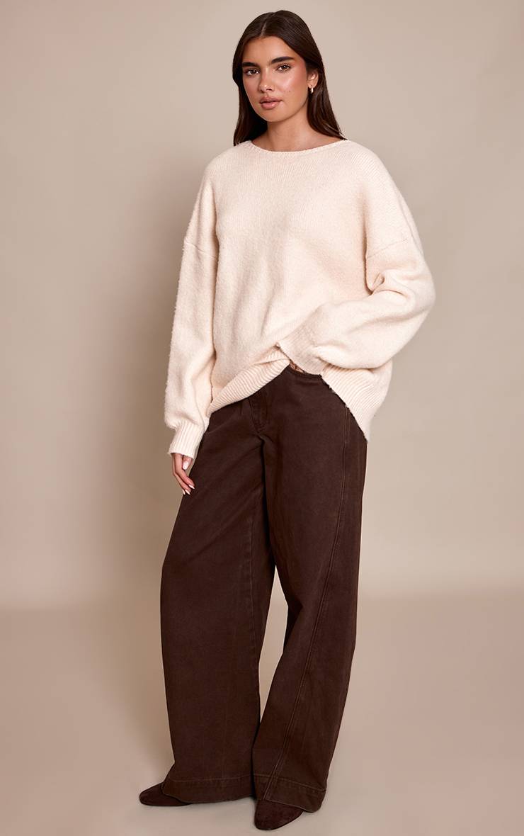 Crème Cardigan Oversize Avec Liens Dans Le Dos