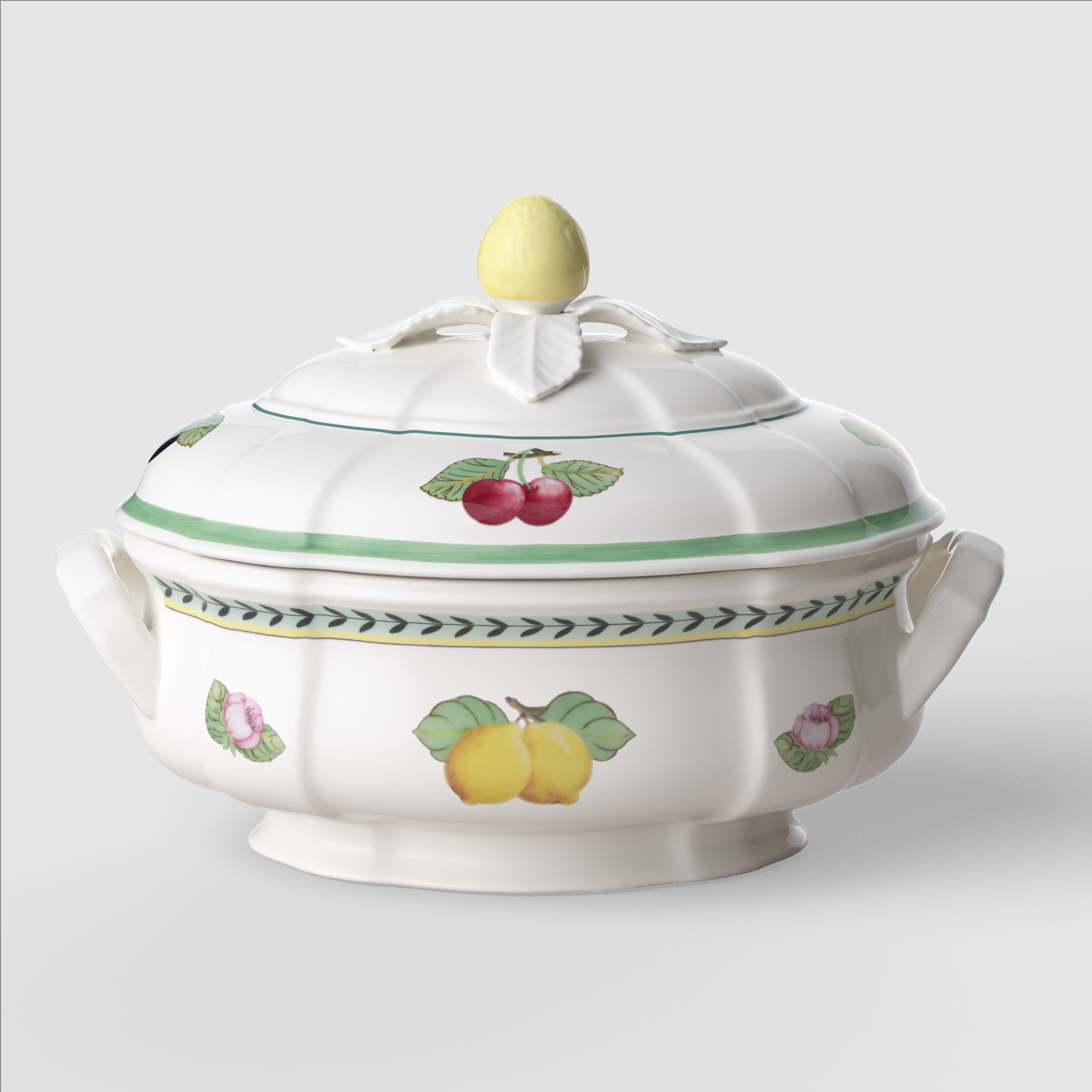 French Garden Tureen Multi-colored, 84.6 oz, Premium Porcelain