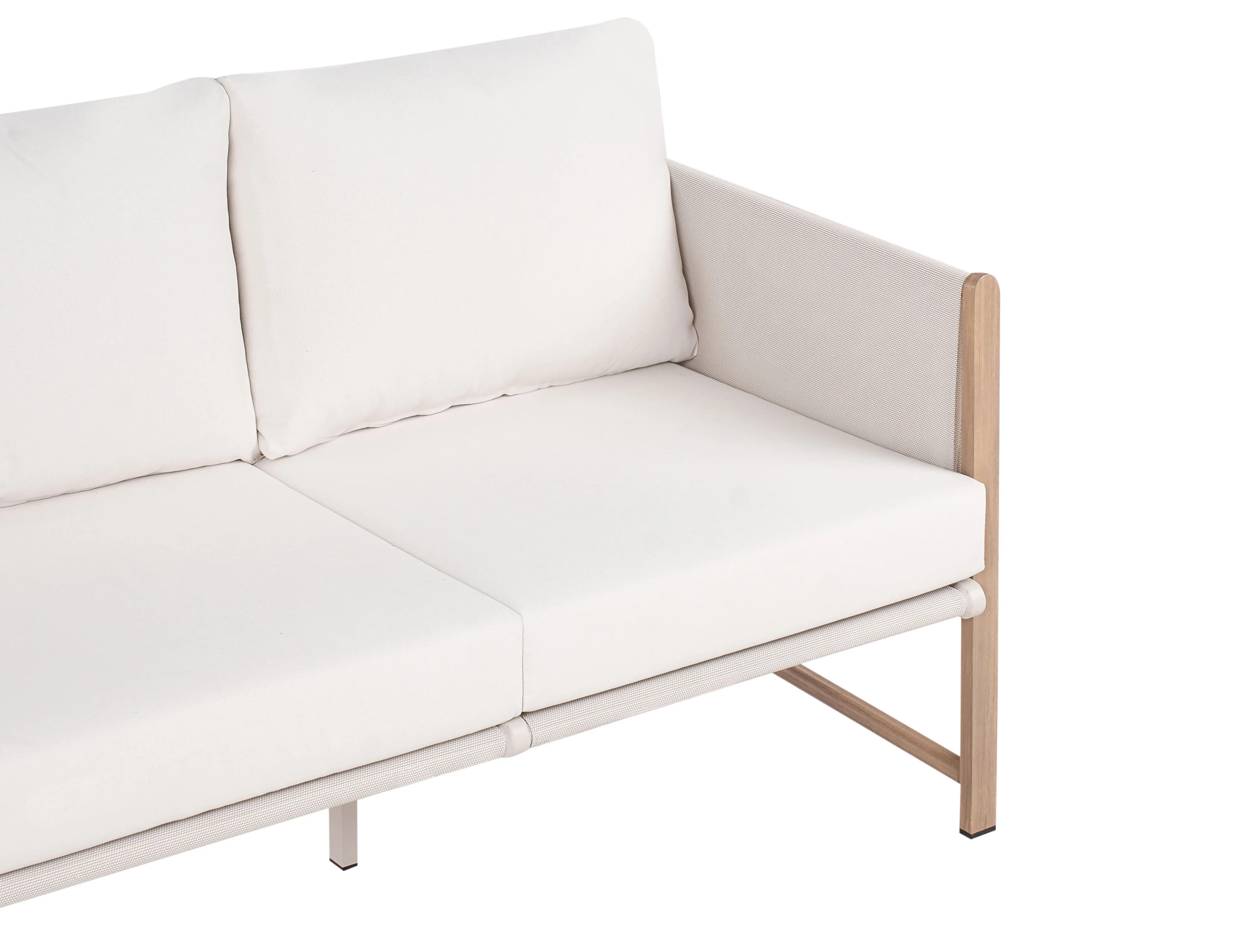 Loungeset met tafel en ottomaan 5-zits NOLA Metaal Lichtbeige
