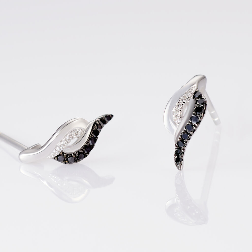 Boucles D'oreilles Puces Sculptural Or Blanc Diamant