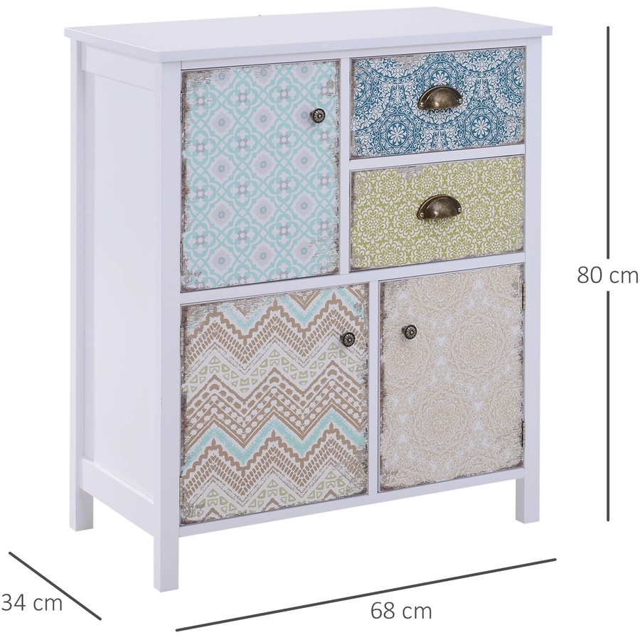 HOMCOM Anrichte im Shabby Chic Look bunt