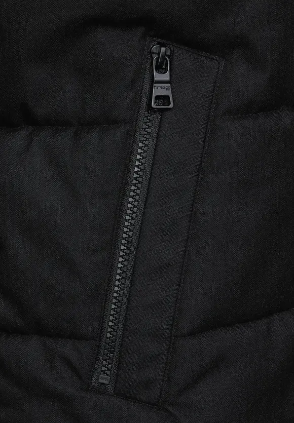 Pufferjacke im Materialmix - Black