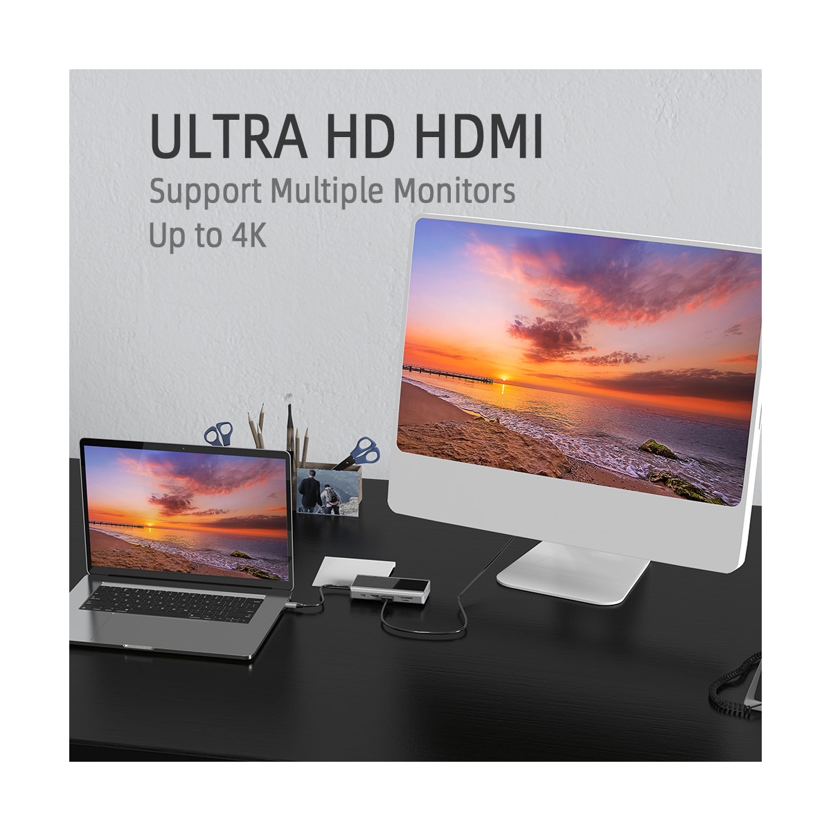 11 i 1 USB C Hub med USB 3.0, HDMI, RJ45, SD/TF-kortleser, 100W PD-lading