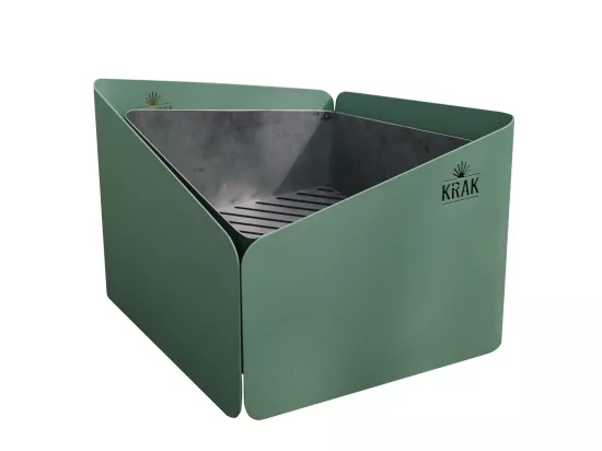 Krak Brasero à bois + grille 79x69cm - levant + grille vert provence