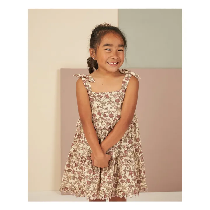 Rylee + Cru Robe à Volants Fleurie | Ecru